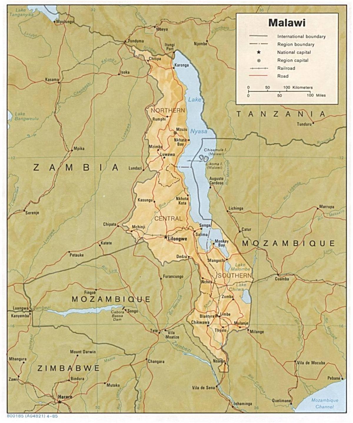 lago Malawi no mapa