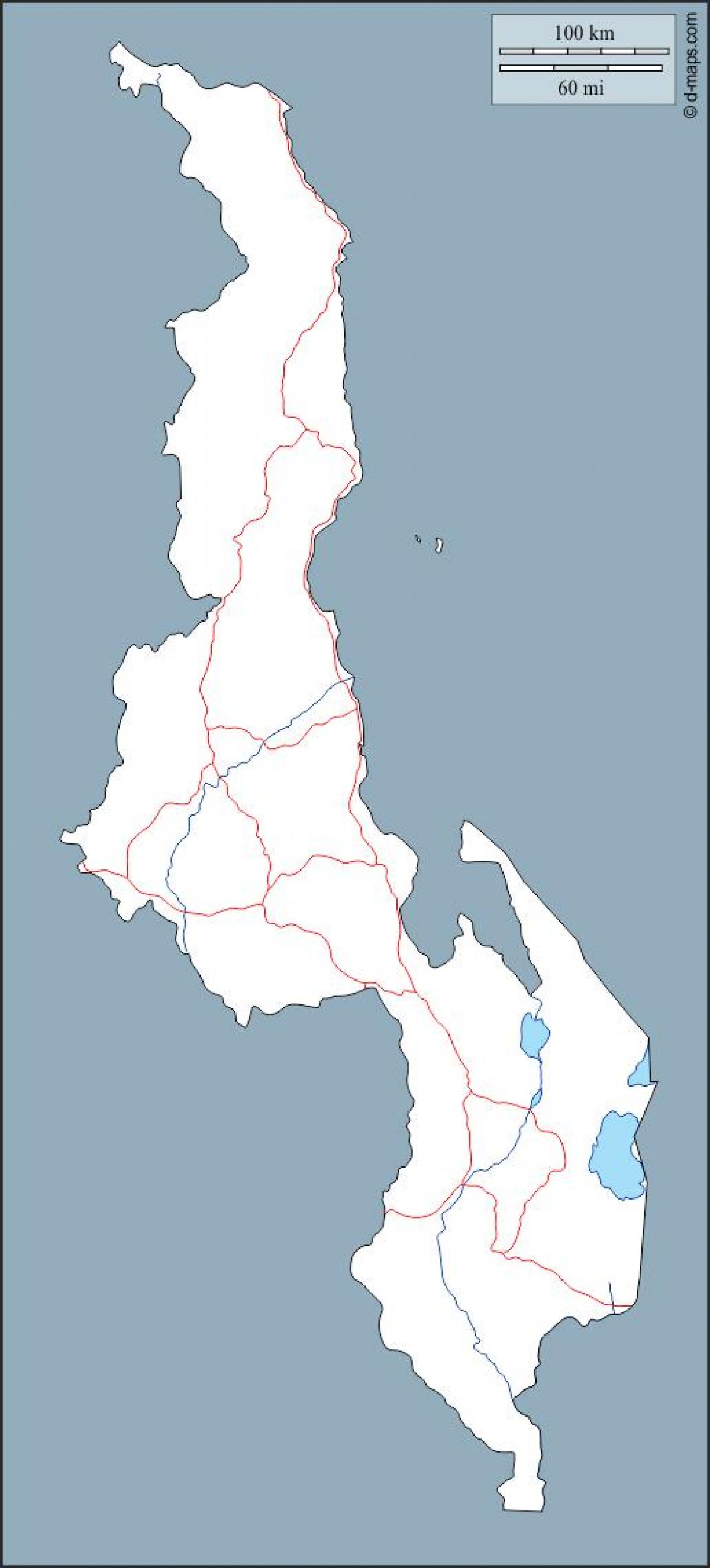 mapa de Malawi mapa contorno